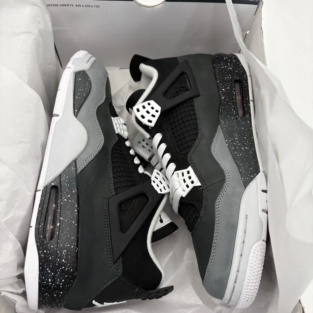 Jordan 4 Retro Fear 2024 Black White FQ8138 002 Mens Size 10.5 Sneakers